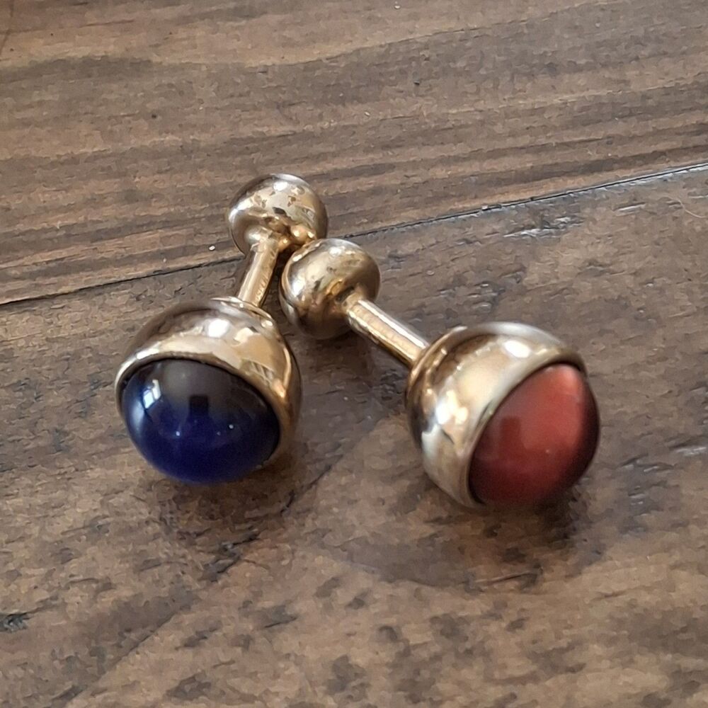 Vintage Kreisler Craft Estate Gold change o color Men Cufflinks Red & Blue Rare